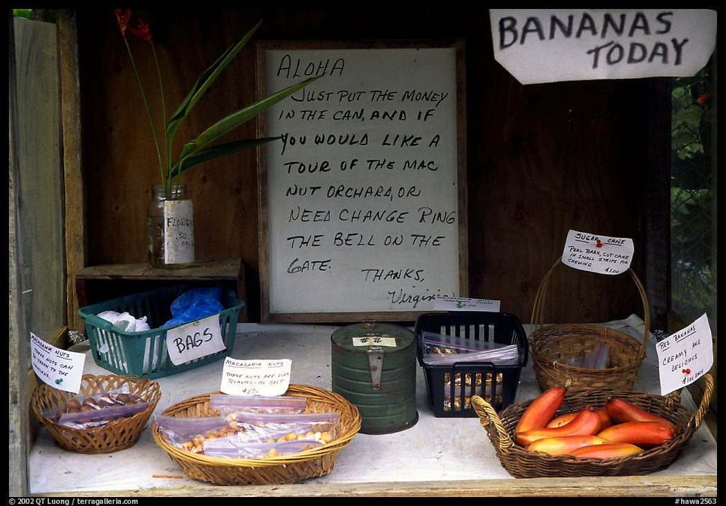 Self-serve local produce stand. Big Island, Hawaii, USA