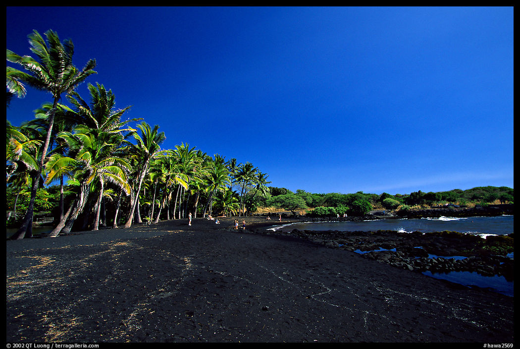 Black sand beach at Punaluu. Big Island, Hawaii, USA