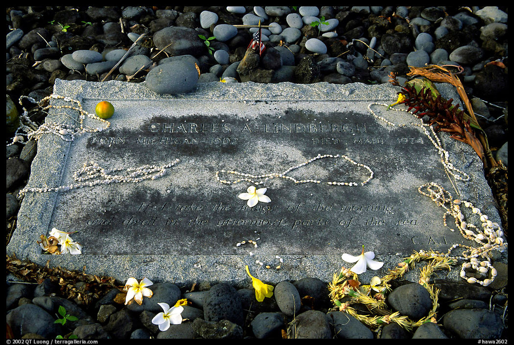 Tomb of Charles Lindbergh in Kipahulu. Maui, Hawaii, USA