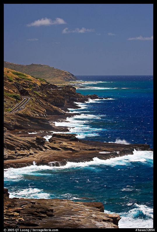 Coastline and highway, South-East. Oahu island, Hawaii, USA