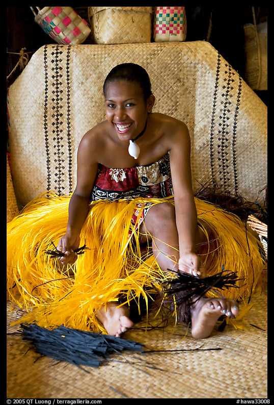 Fiji woman. Polynesian Cultural Center, Oahu island, Hawaii, USA