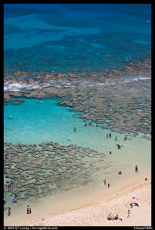 Beach and reef, Hanauma Bay. Oahu island, Hawaii, USA