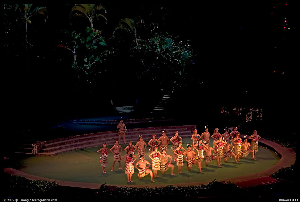 Maori dancers. Polynesian Cultural Center, Oahu island, Hawaii, USA
