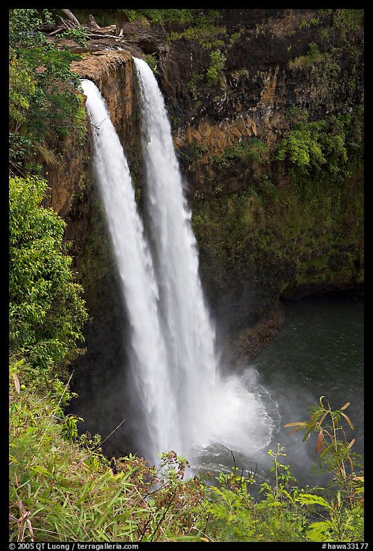 Wailua Falls, mid-morning. Kauai island, Hawaii, USA