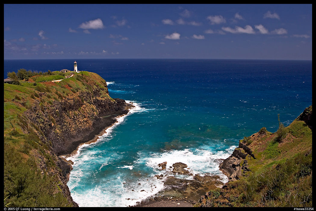 Kilauea Lighthouse and cove. North shore, Kauai island, Hawaii, USA