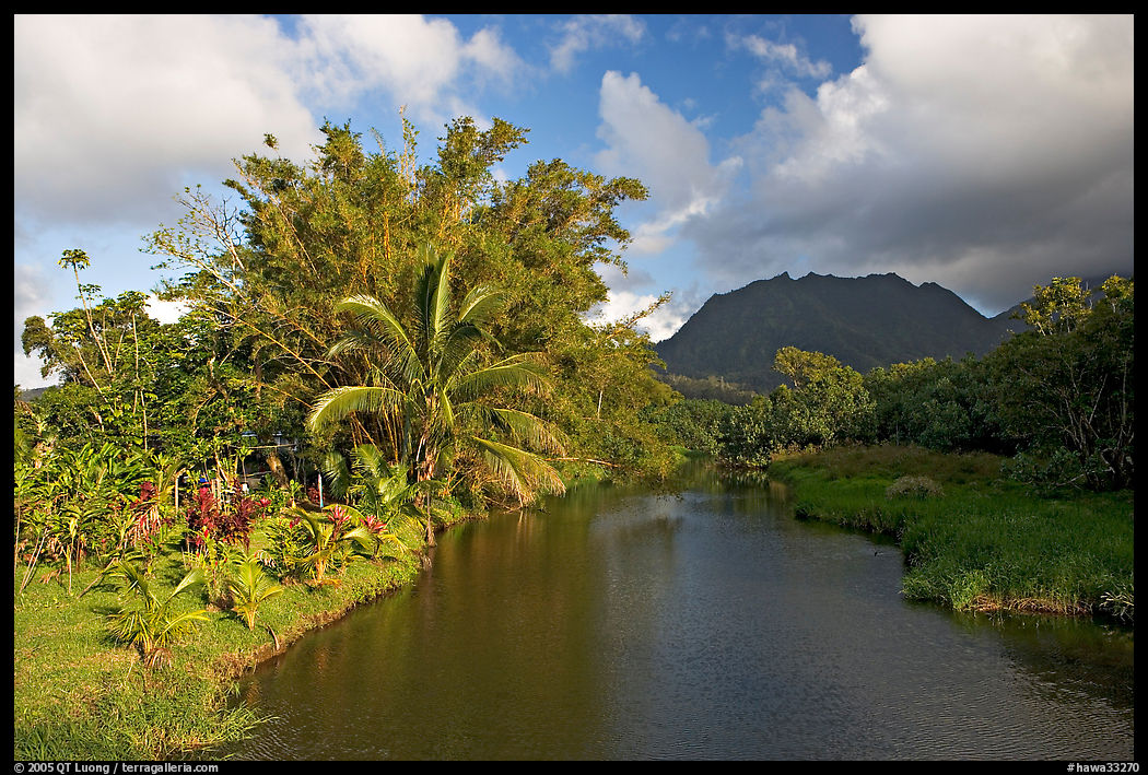River near Hanalei. North shore, Kauai island, Hawaii, USA