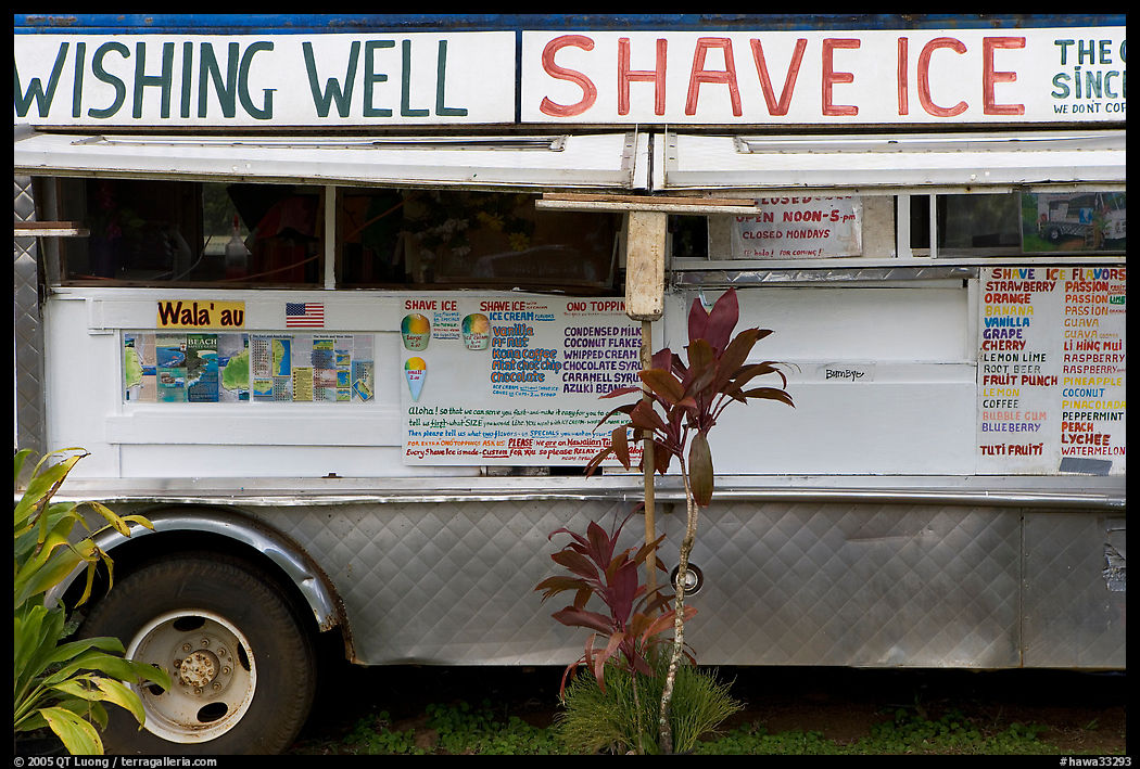 Truck selling shave ice. Kauai island, Hawaii, USA