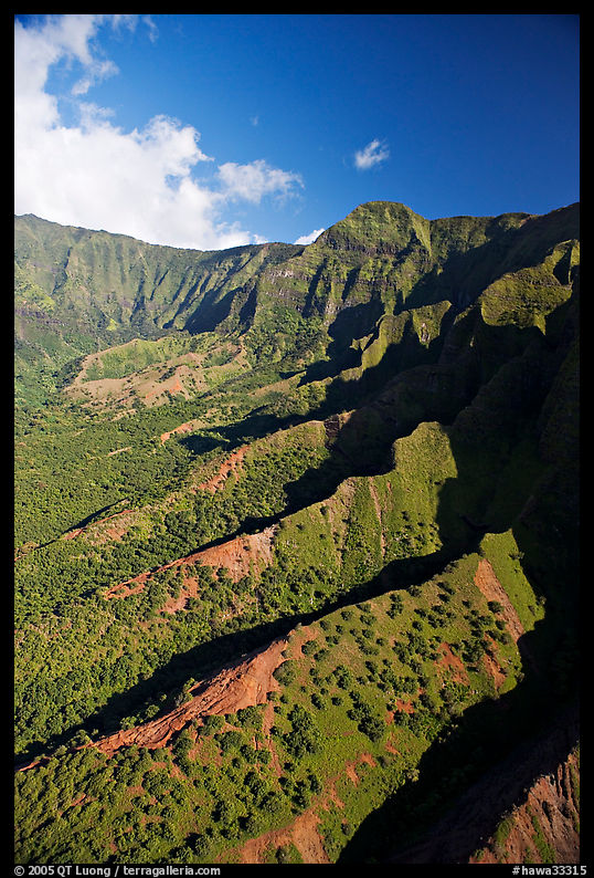 Aerial view of a valley, Na Pali Coast. Kauai island, Hawaii, USA