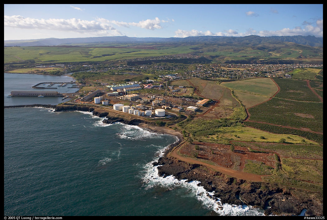 Aerial view of Port Allen. Kauai island, Hawaii, USA