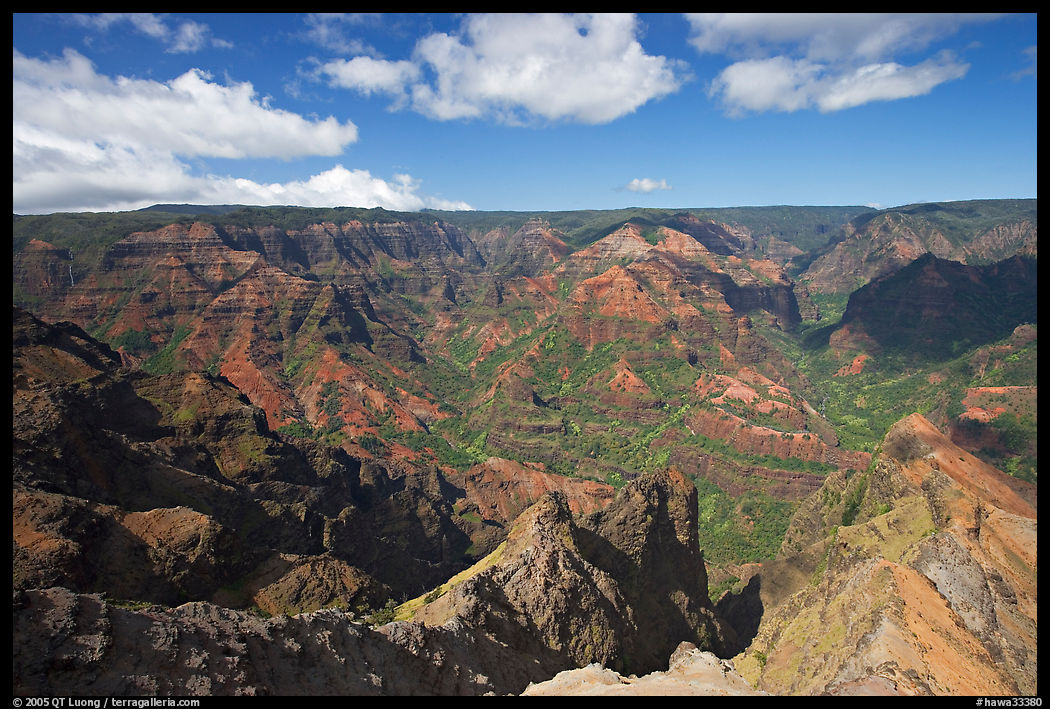View from Waimea Canyon lookout, afternoon. Kauai island, Hawaii, USA