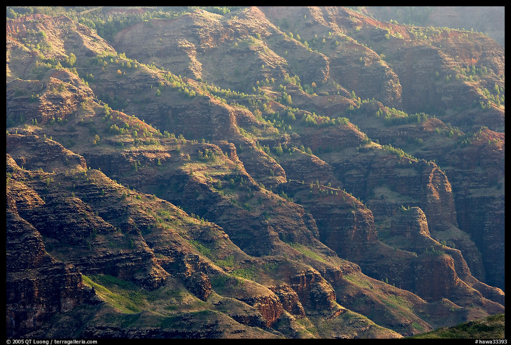 Ridges, lower Waimea Canyon, early morning. Kauai island, Hawaii, USA
