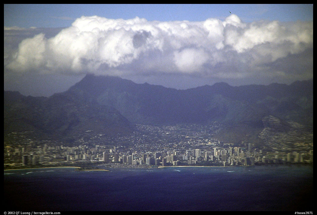 Aerial view. Waikiki, Honolulu, Oahu island, Hawaii, USA