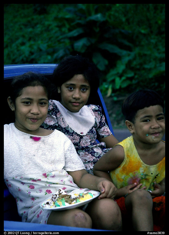 Children in a truck bed. Pago Pago, Tutuila, American Samoa
