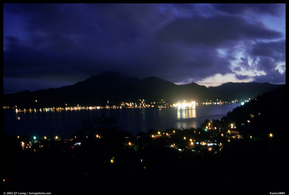 Pago Pago harbor at night. Pago Pago, Tutuila, American Samoa