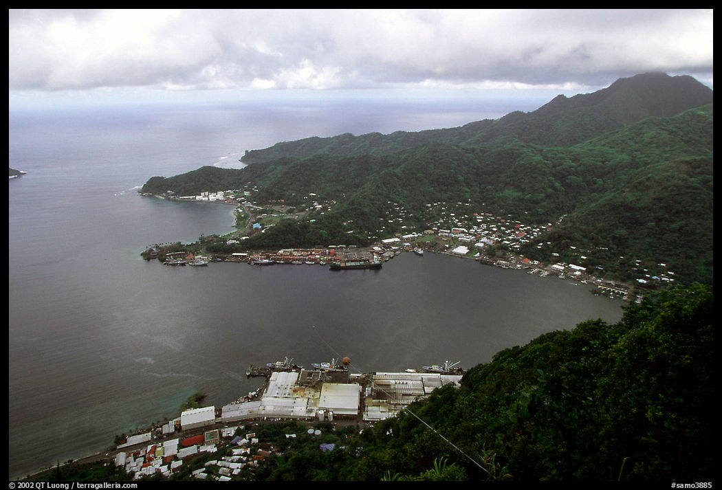 Pago Pago harbor seen from Mount Alava. Pago Pago, Tutuila, American Samoa