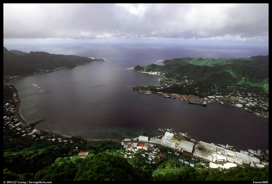 Pago Pago harbor seen from Mount Alava. Pago Pago, Tutuila, American Samoa
