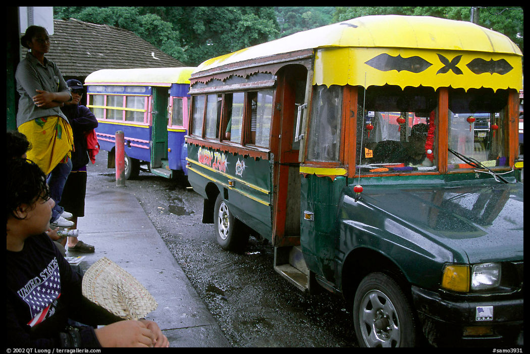 Colorful aiga busses, Pago Pago. Pago Pago, Tutuila, American Samoa