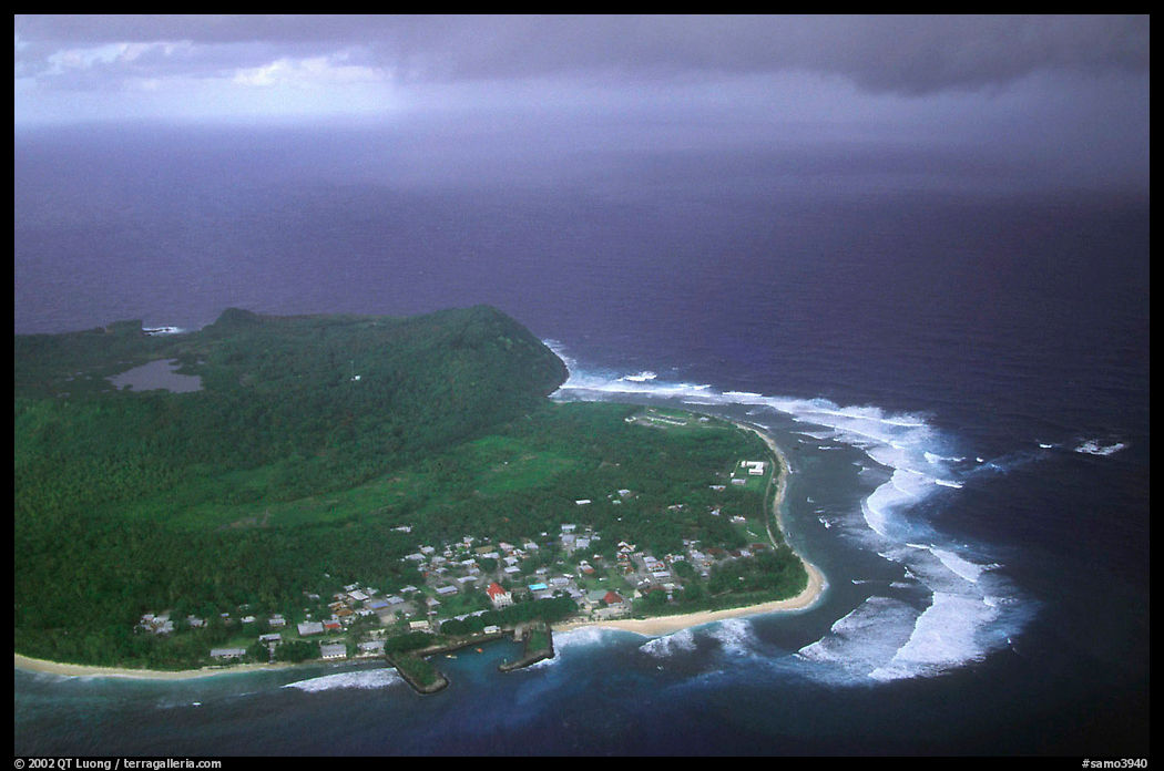 Aerial view of Aanuu island. Aunuu Island, American Samoa