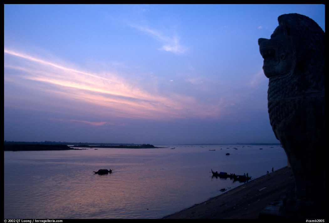 Sunrise over the Tonle Sap river. Cambodia