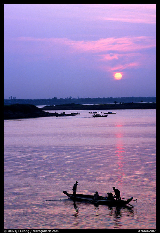 Sunrise over the Tonle Sap river. Cambodia