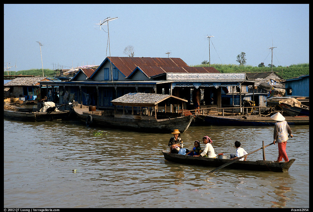 Houses along the Tonle Sap river. Cambodia