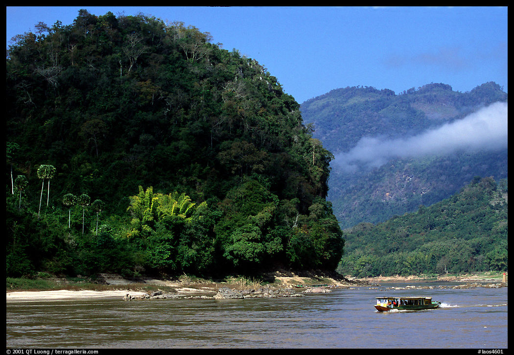 Slow passenger boat near Pak Ou. Mekong river, Laos