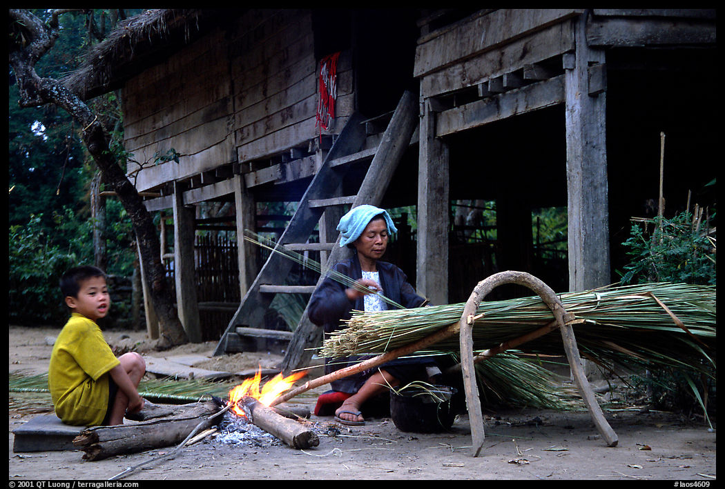 Village life. Mekong river, Laos
