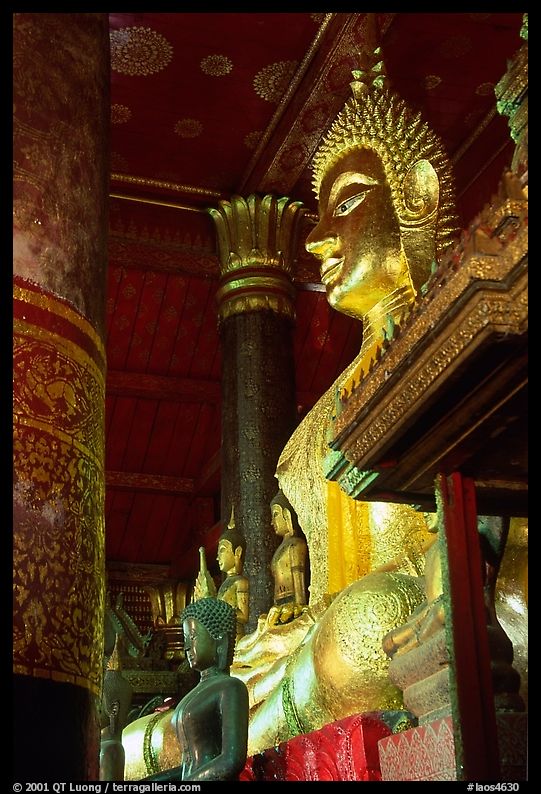 Buddha statues, Wat Xieng Thong. Luang Prabang, Laos