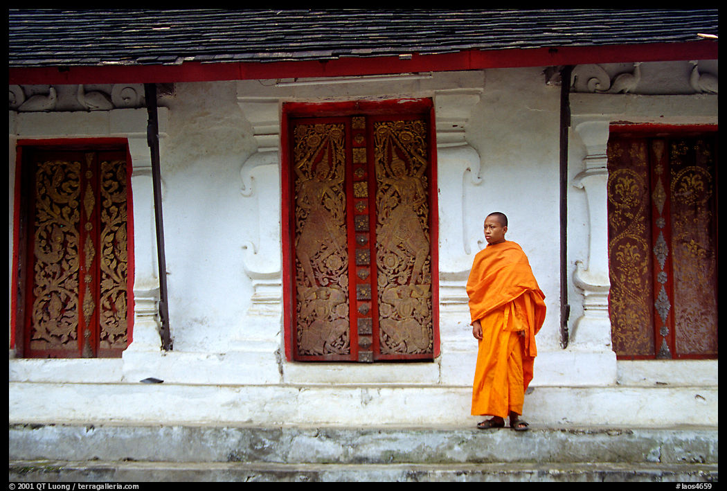 Novice Buddhist monk at Wat Pakkhan. Luang Prabang, Laos