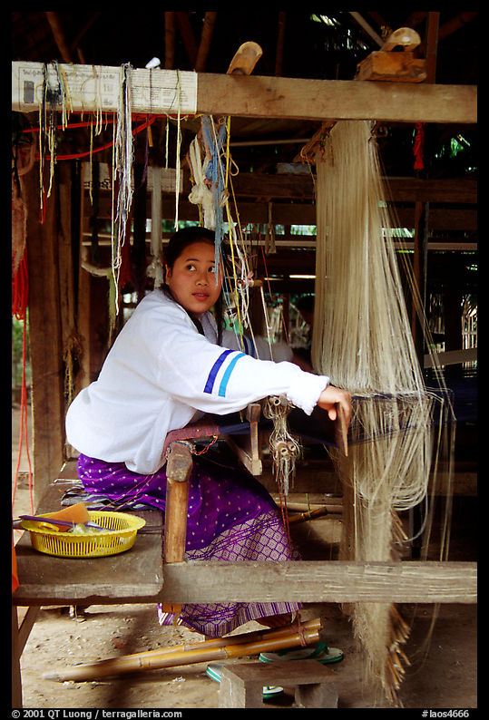 Traditional weaving in Ban Phanom village. Luang Prabang, Laos