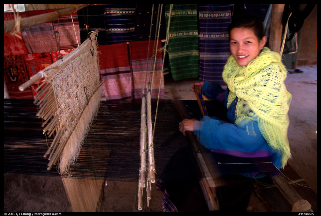 Traditional weaving in Ban Xang Hai village. Laos