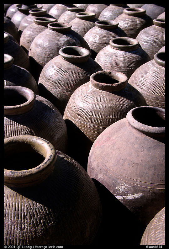 Jars in Ban Xang Hai, which used to be a pottery village. Laos