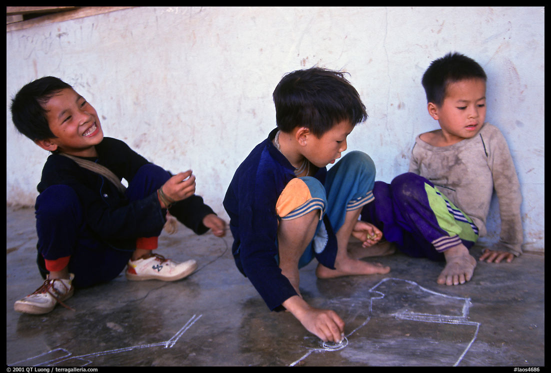 Boys of the Lao Huay tribe, Ban Nam Sang village. Laos