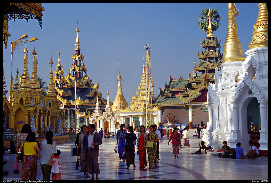 Walking on the platform, Shwedagon Paya. Yangon, Myanmar