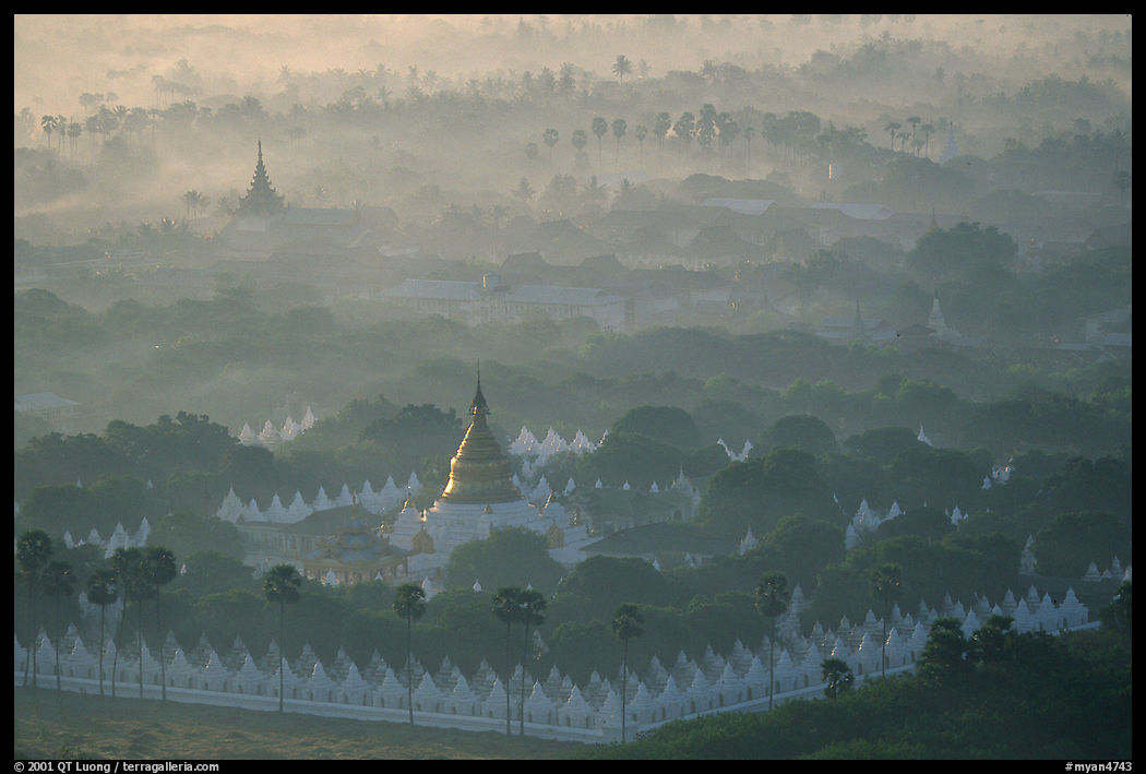 Kuthodaw Paya at sunrise. Mandalay, Myanmar