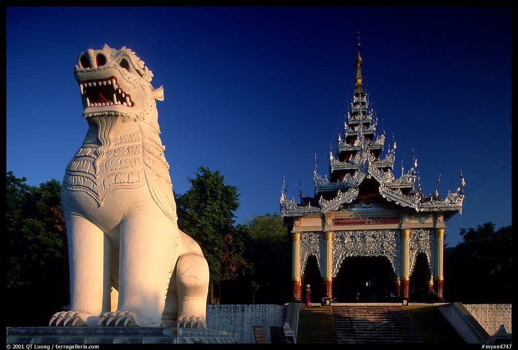 Lion at the entrance of  Mandalay Hill. Mandalay, Myanmar