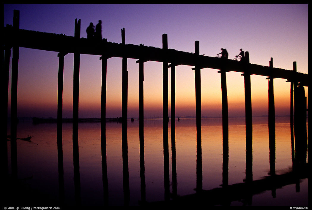 The  U Bein's bridge at sunset, Amarapura. Mandalay, Myanmar