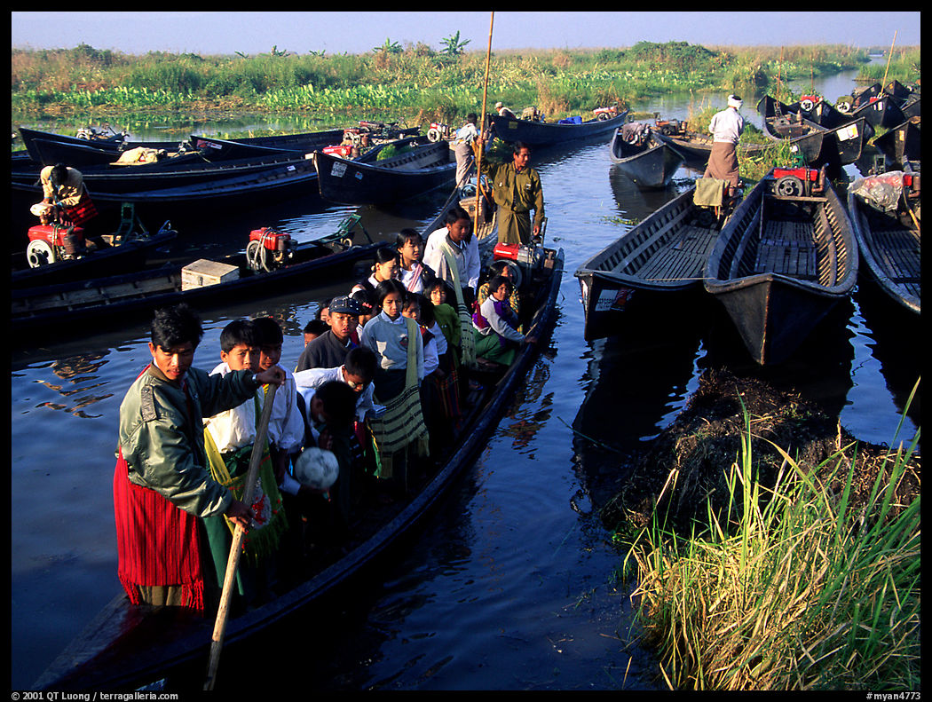 Commuting to school. Inle Lake, Myanmar