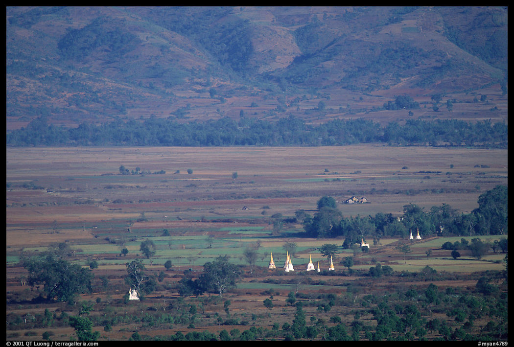 Stupas in the Heho plain. Shan state, Myanmar