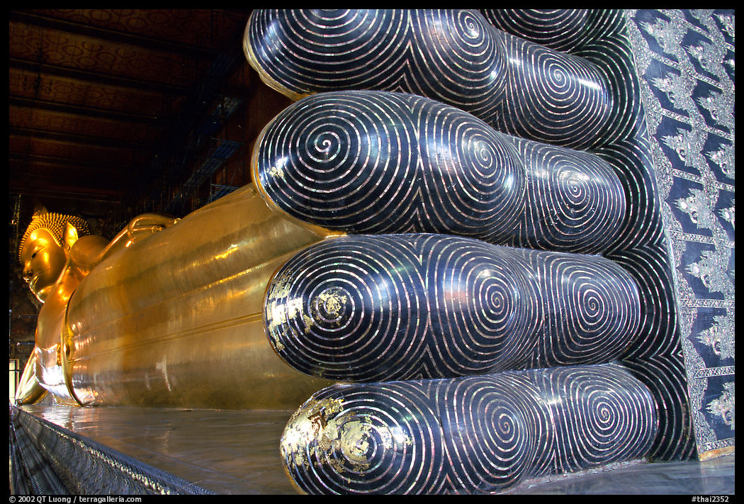 The largest reclining Budhha in Thailand, in Wat Pho. Bangkok, Thailand