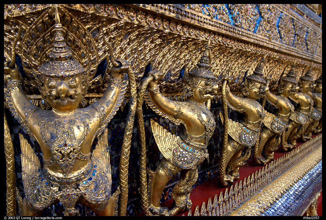 Classical thai figures in Wat Phra Kaew. Bangkok, Thailand