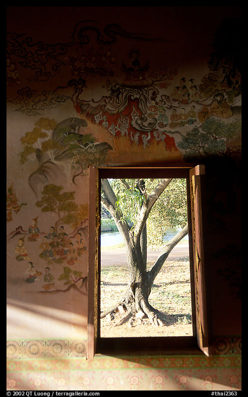 Tree seen through window. Muang Boran, Thailand
