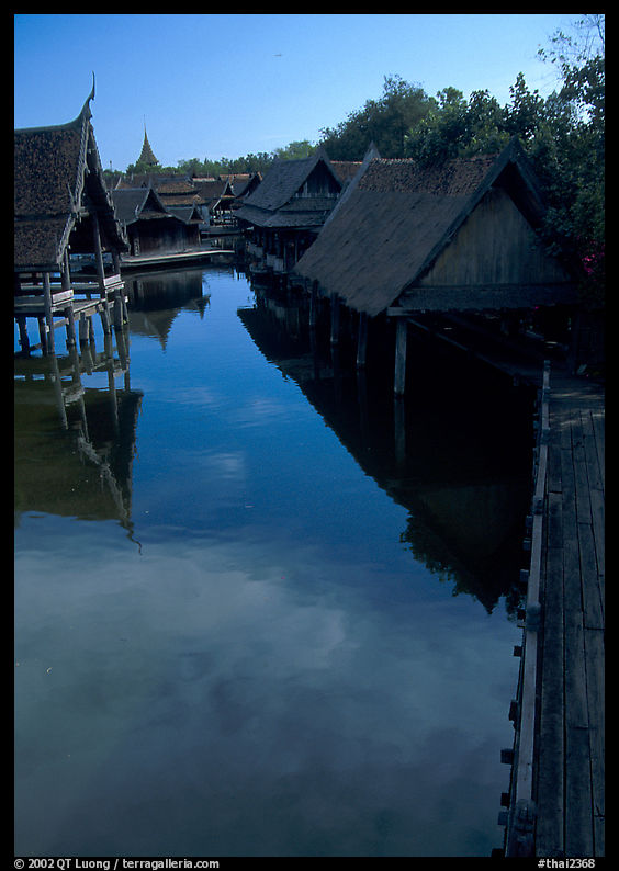 Village along canal. Muang Boran, Thailand