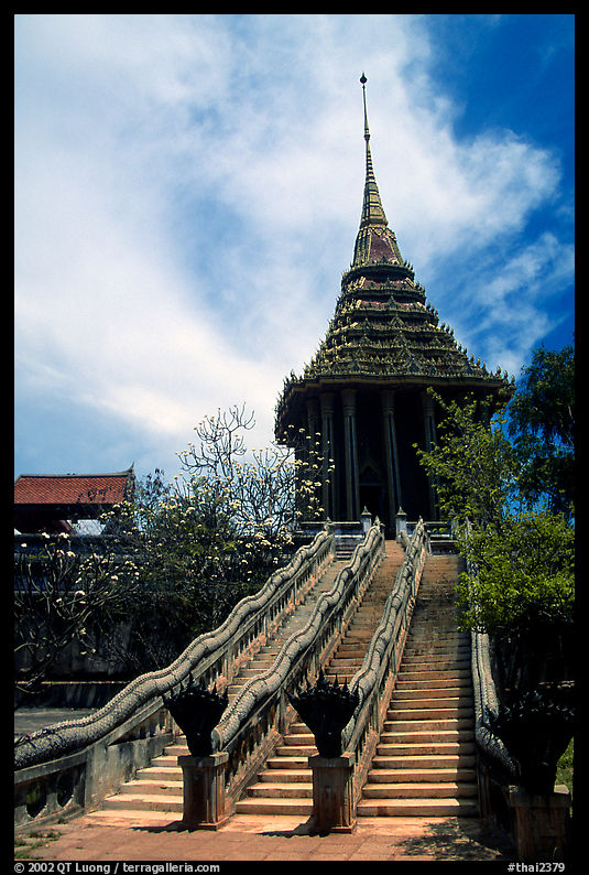 Stairs with snake-shaped ramp. Muang Boran, Thailand