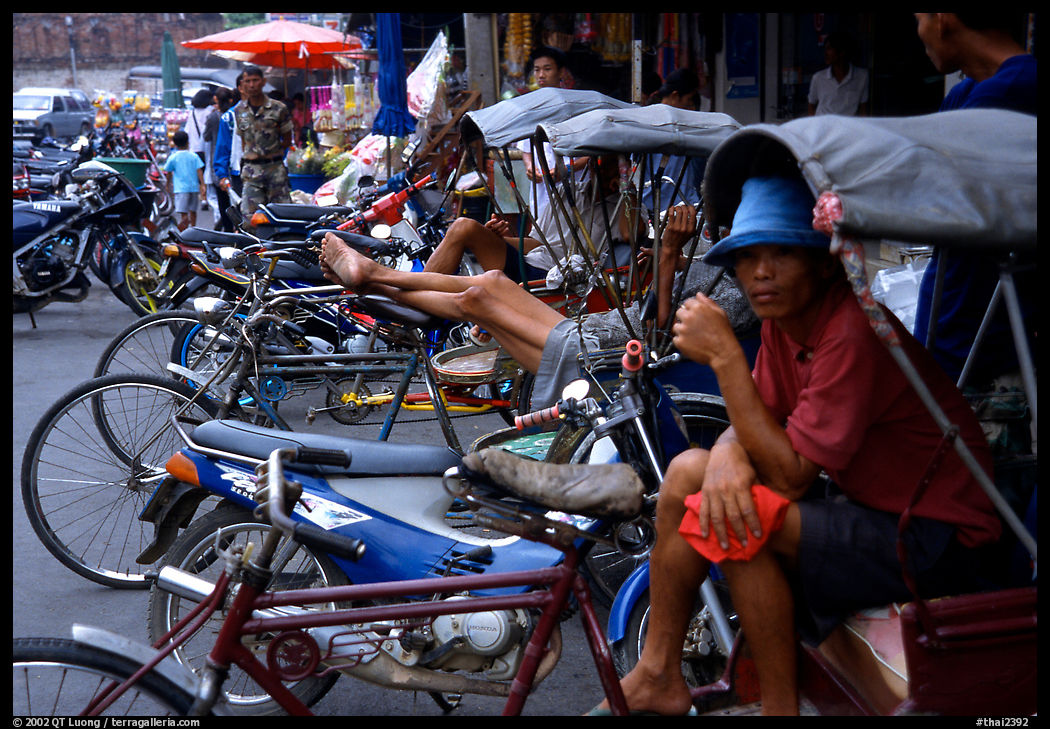 Tricycle drivers. Nakkhon Pathom, Thailand