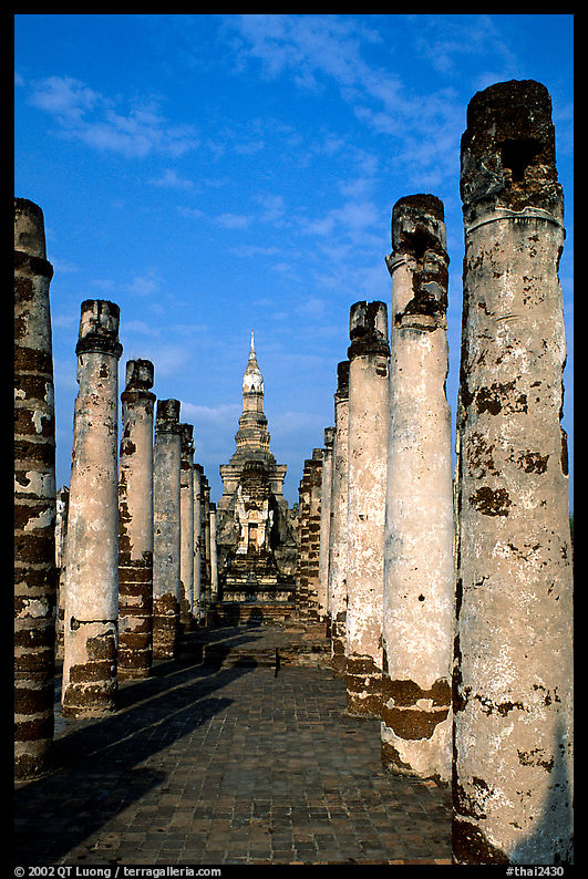 Ruined columns. Sukothai, Thailand