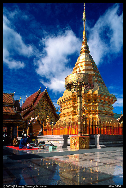 Gold umbrella and chedi of Wat Phra That Doi Suthep. Chiang Mai area, Thailand