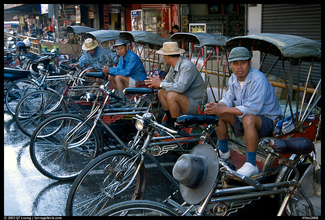 Tricycle drivers. Chiang Rai, Thailand
