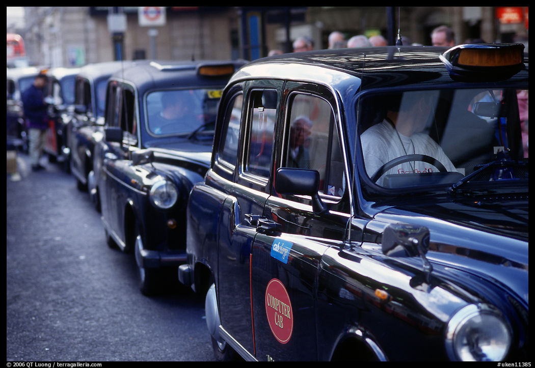Black London cabs. London, England, United Kingdom