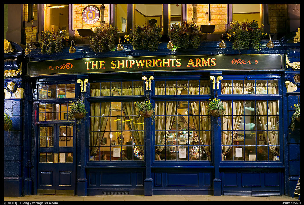 Pub The Shipwrights Arms at night. London, England, United Kingdom